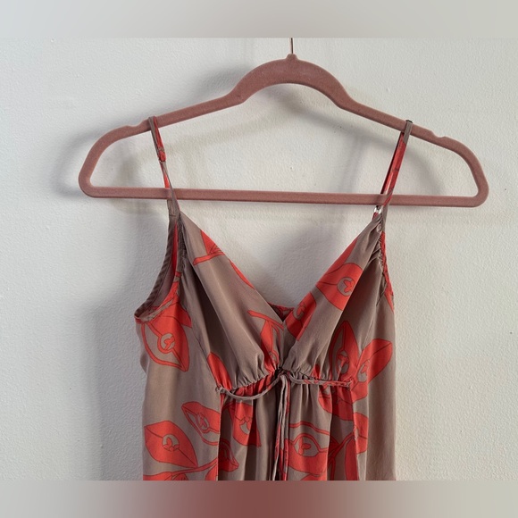 CYNTHIA VINCENT Floral Maxi Dress SIZE 2 SMALL Red Brown Tan Casual Flowy Breezy - Picture 5 of 8